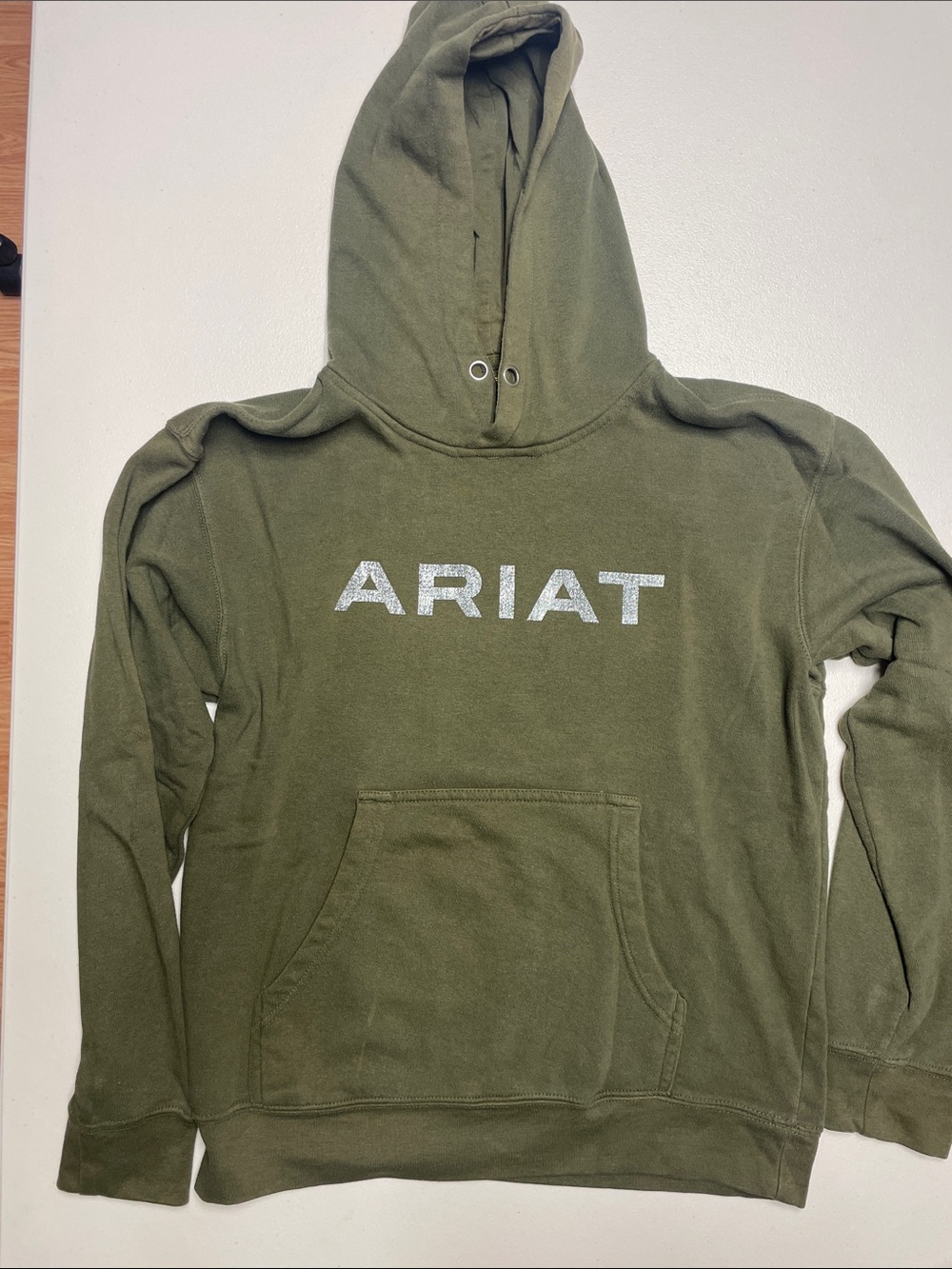 Ariat Olive Green Pullover Hoodie with White Logo